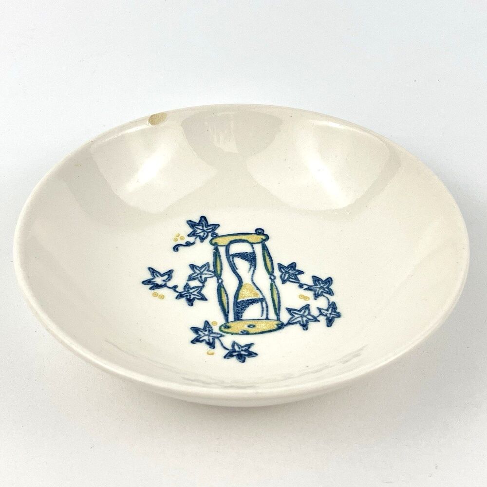 Vintage Stetson Ceramic Bowl Clock & Candle Hand Painted Hourglass